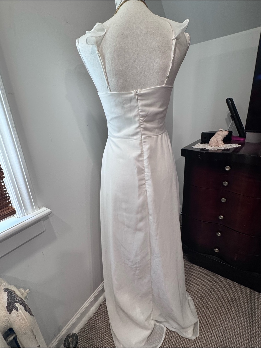 Lulu's White Backless Maxi Dress with Ruffle Straps - Picture 2 of 10